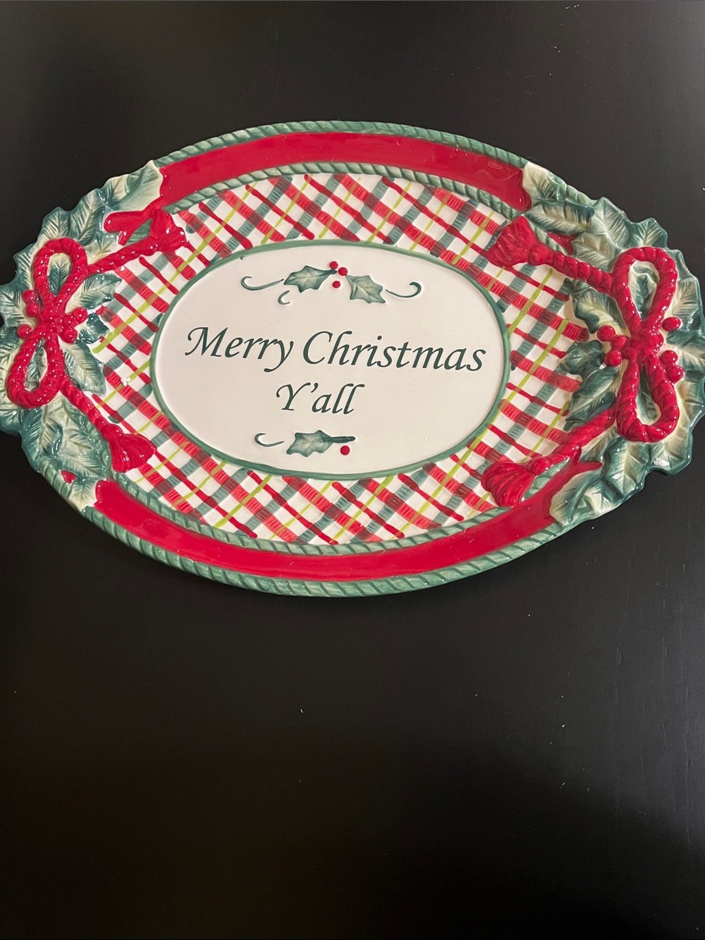Red & Green Plaid Merry Christmas Y'all Holiday Decor